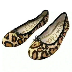 Sam Edelman Felicia Leopard Print Calf Hair Ballet Flat Shoes Size 4.5 EUC!